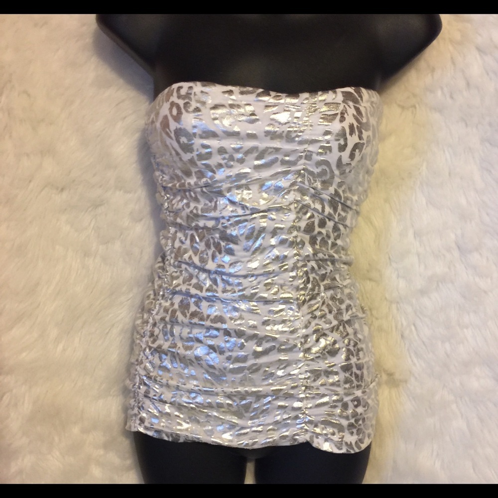 FANG strapless silver mini dress size small